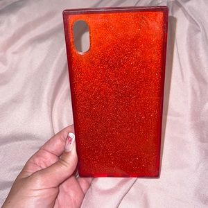 iPhone XS Max Square Red Glitter Case